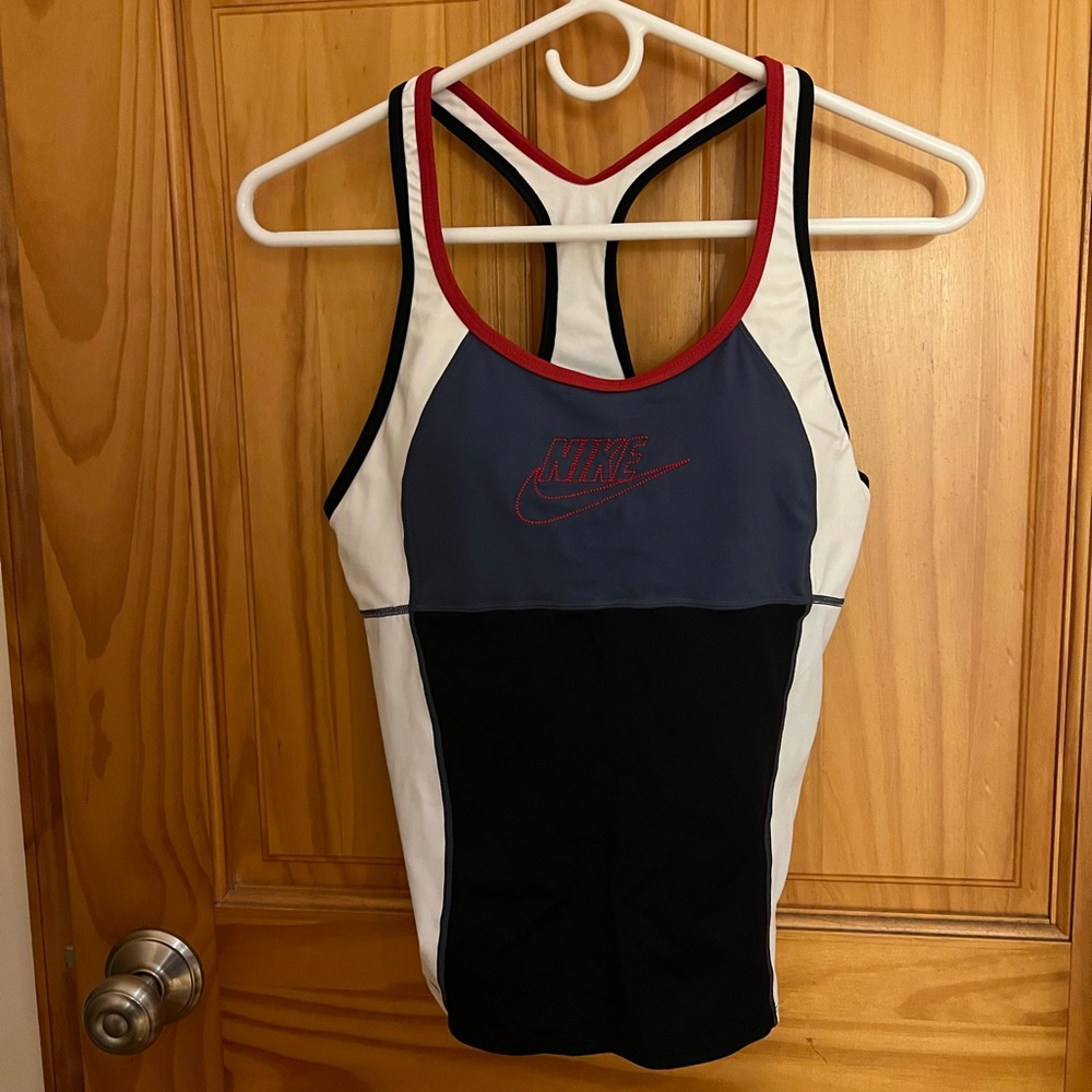 NIKE black, white, red, blue Swimsuit Racerback Tank Size 8
